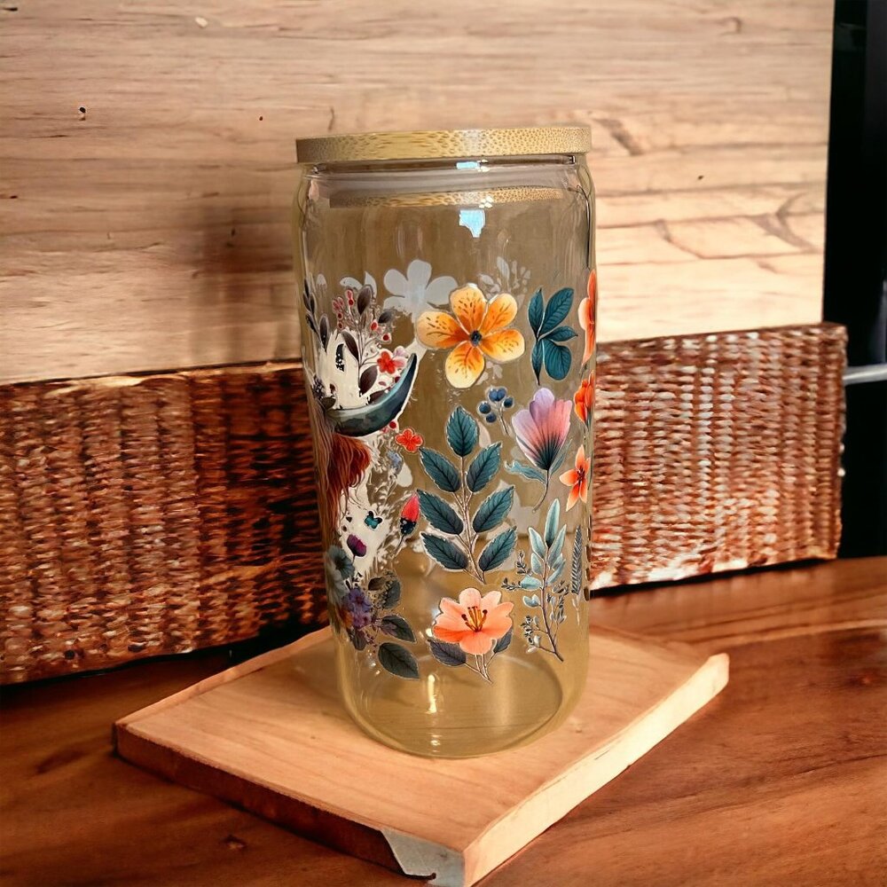 Highland Floral Tenderness Glass Your Favorite Drink with Rustic Charm